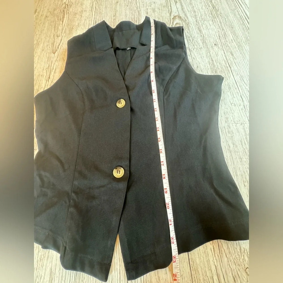 Vest Sleeveless Blazer Black 2 Button size M/L - Picture 12 of 13